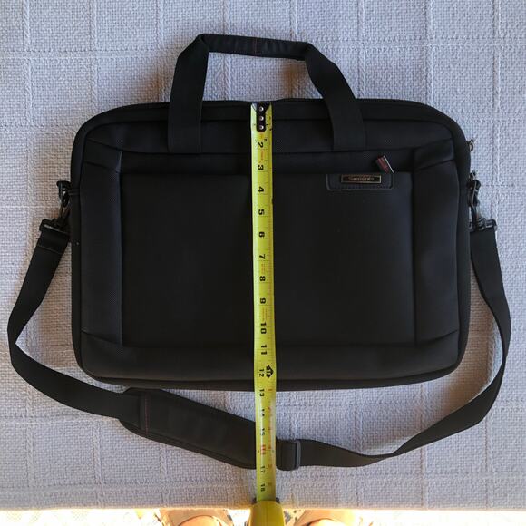 Samsonite Unisex Laptop Bag Briefcase Black Padded Adjust Shoulder Strap 13x18 - Picture 7 of 8